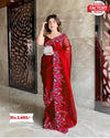 Red Pure Organza Embroidered Saree