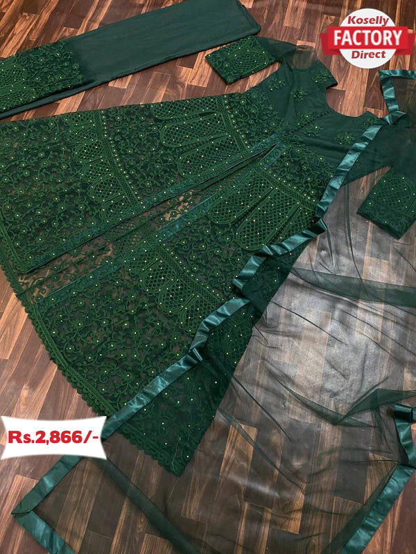 Green Indo-western Stylish Slit Dress