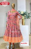 Multicolor Gown with Soft Net Dupatta