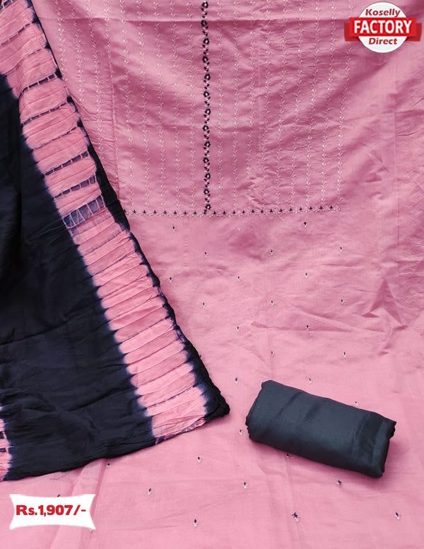 Pink Chanderi Silk Kurtha Suruwal Piece
