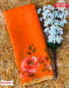 Orange Pure Organza 3D Print Saree With Handwork