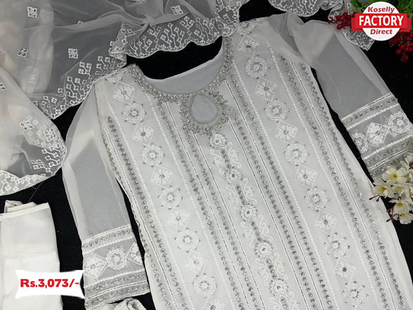 White Designer Kurtha Pant Dupatta Set