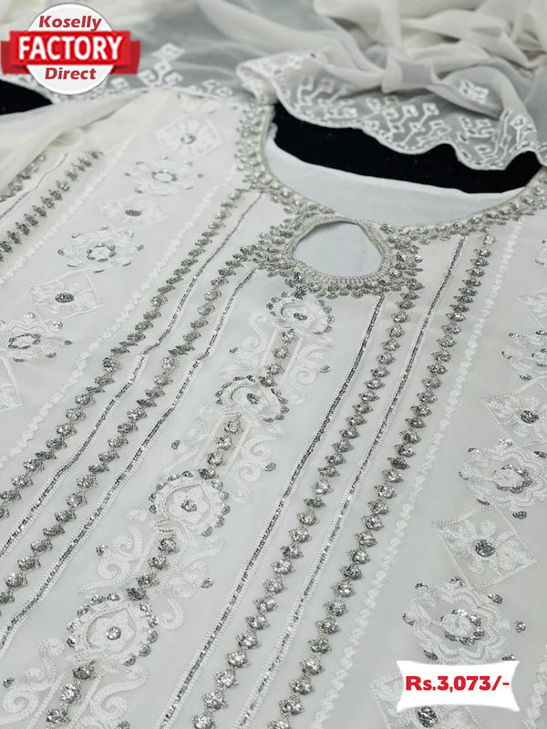 White Designer Kurtha Pant Dupatta Set