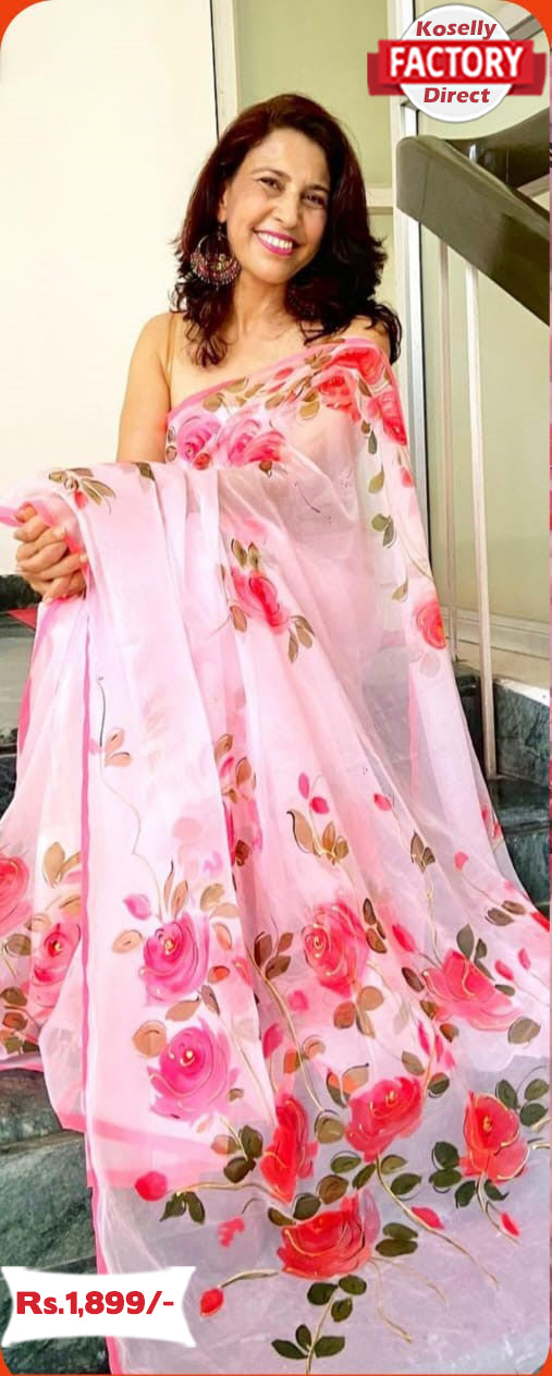 Digital Printed Designer Organza Saree