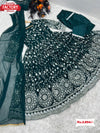 Dark Green Embroidered Gown Dupatta Pant Set
