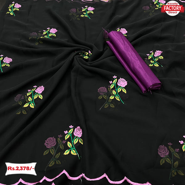 Black Georgette Saree With Embroidery
