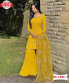 Yellow Partywear Kurtha Sharara Dupatta Set