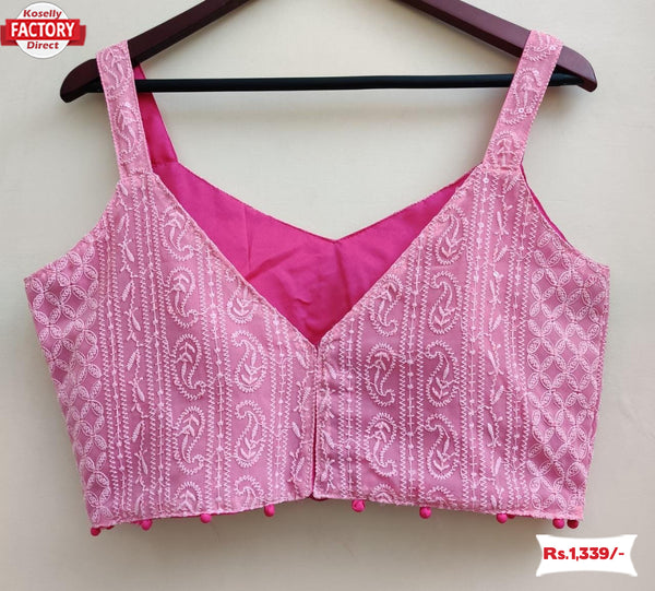 Baby Pink Chikankari Georgette Blouse
