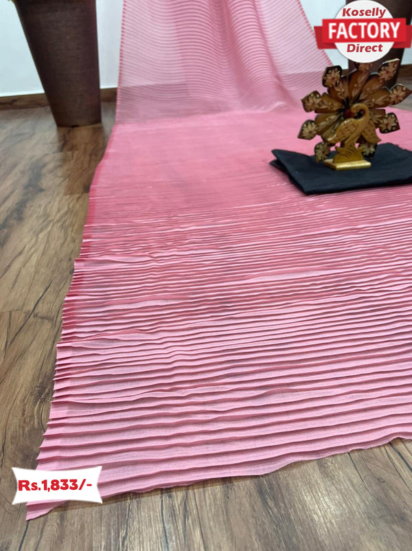 Peach Georgette Pleated Saree