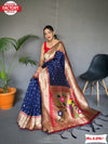 Navy Blue Paithani Silk Saree With Tassels