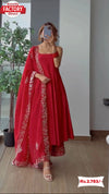 Red Suit With Embroidered Palazzo And Dupatta