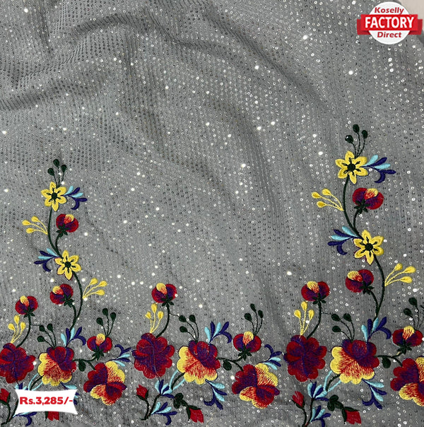 Silver Sequins And Multi-thread Work Partywear Saree