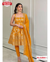 Yellow Peplum Style Kurtha Palazzo Dupatta Set