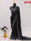 Black Georgette Real Mirror Worked Saree
