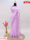 Light Pink Georgette Real Mirror Worked Saree