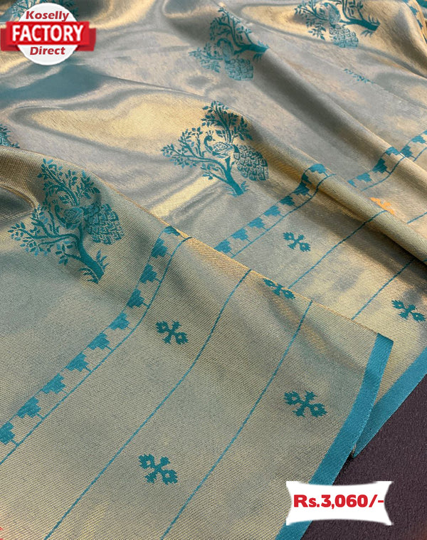 Sky Blue Handloom Paithani Silk Saree