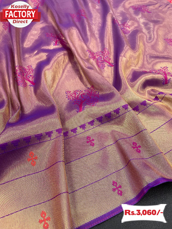 Wine Handloom Paithani Silk Saree