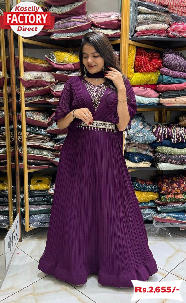 Wine Crush Georgette Partywear Gown