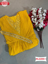 Yellow Crush Georgette Partywear Gown