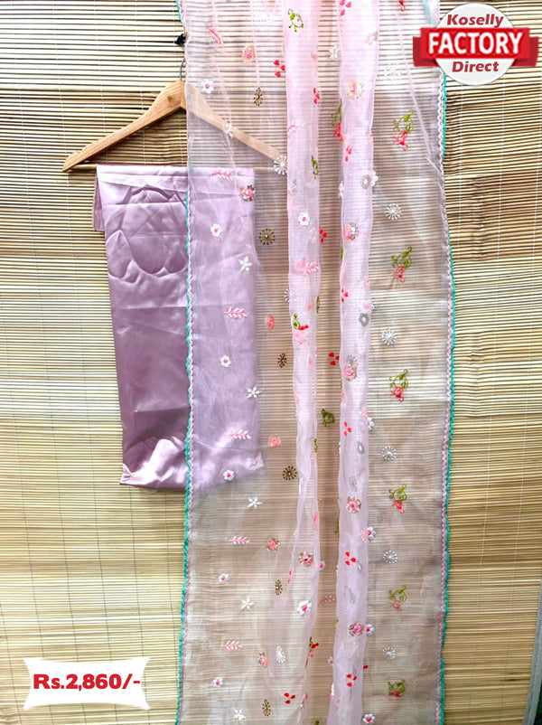 Baby Pink Organza Designer Saree