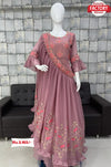 Pastel Peach Embroidered Gown with Designer Dupatta