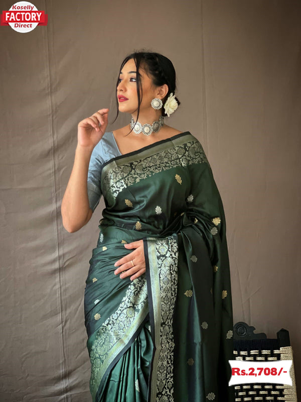 Sacramento Green Pure Banarasi Silk Saree