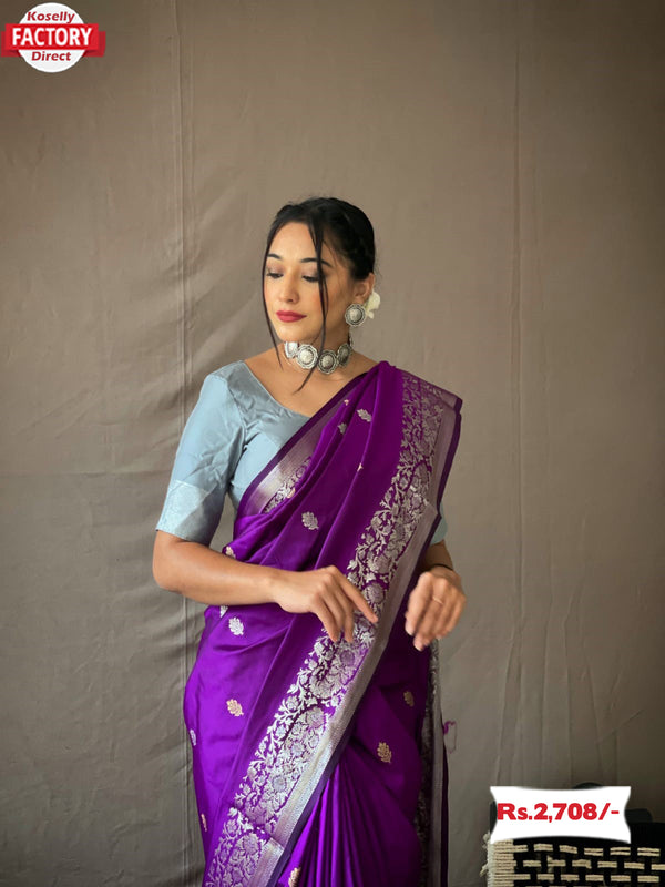 Purple Pure Banarasi Silk Saree