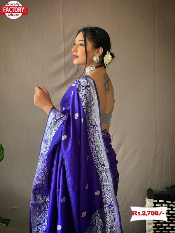 Royal Blue Pure Banarasi Silk Saree