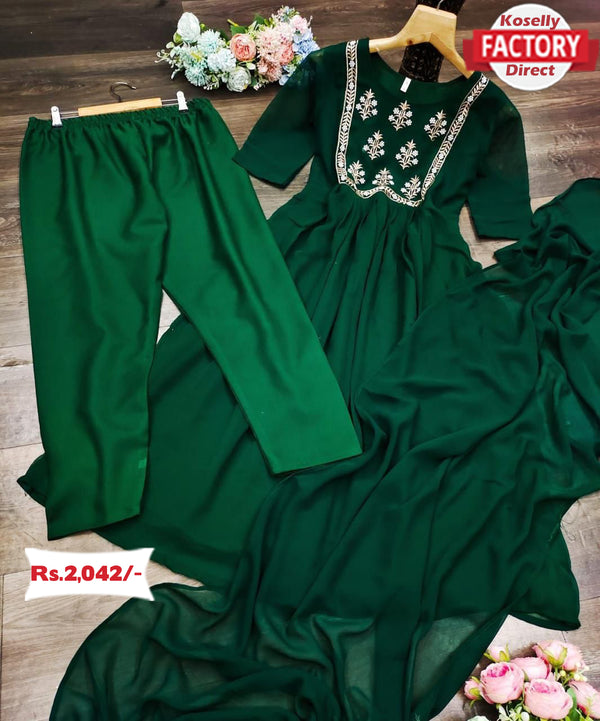 Green Kurtha Palazzo Dupatta Set