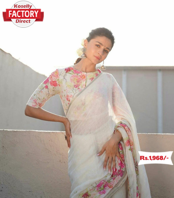 Pure Linen Bollywood Designer Saree