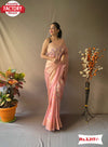 Light Pink Linen Tissue Saree With Embroidery