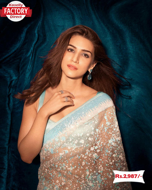 Designer Organza Saree With Sequins Border