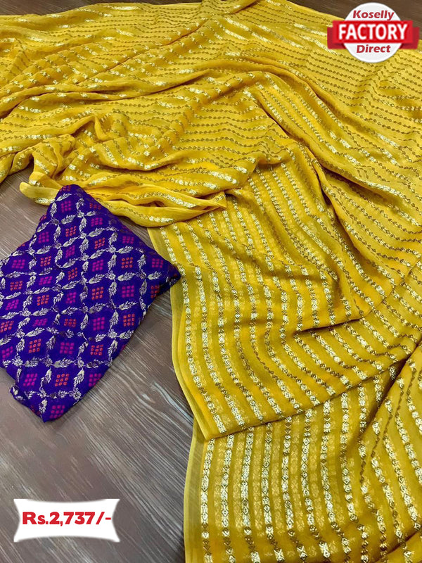 Yellow Pure Viscose Georgette Rich Zari Saree