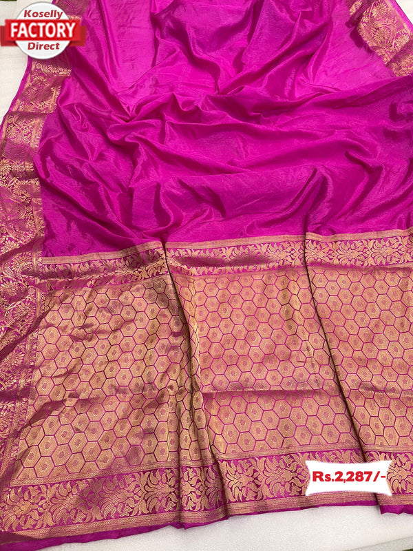 Pink Heavy Dola Silk Saree With Jacquard Border