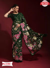 Dark Green Partywear Georgette Heavy Embroidered Saree