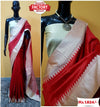 Raw Silk Saree with Khadi Temple Weaving Border