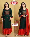 Green and Red Kurtha Sharara Set