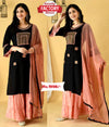 Black and Peach Kurtha Sharara Set