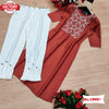Brick Red Embroidered Kurtha Pant Set