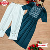 Turquoise Blue Embroidered Kurtha Pant Set