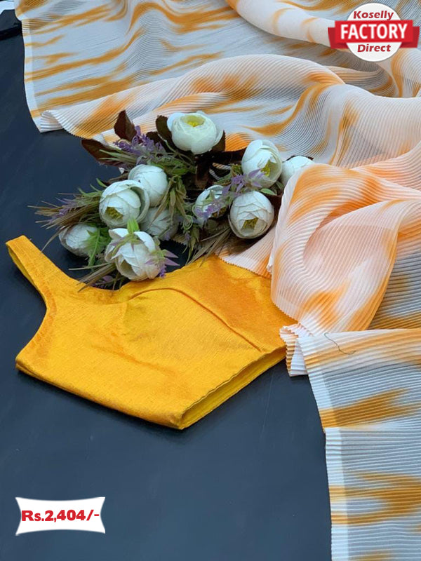 Crush Georgette Saree with Readymade Blouse