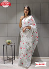 White Organza Designer Embroidered Saree