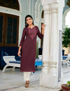 Wine Embroidered Kurthi Top