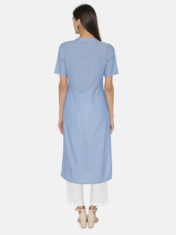 Light Blue Straight Kurtha