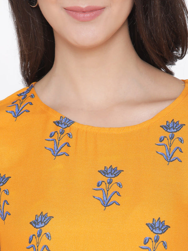 Yellow And Pink Straight Kurtha