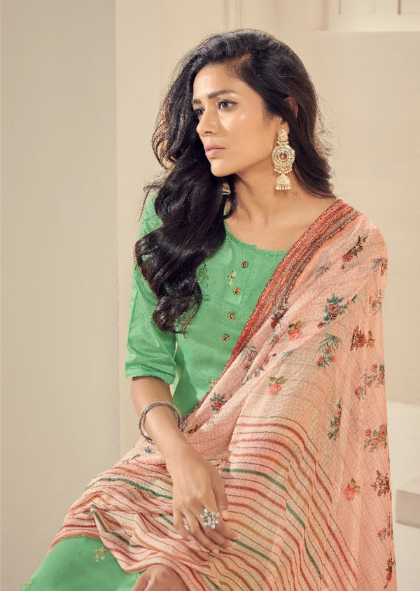 Sea Green Kurtha Pant Dupatta Set