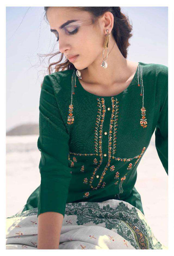 Green Kurtha Pant Dupatta Set