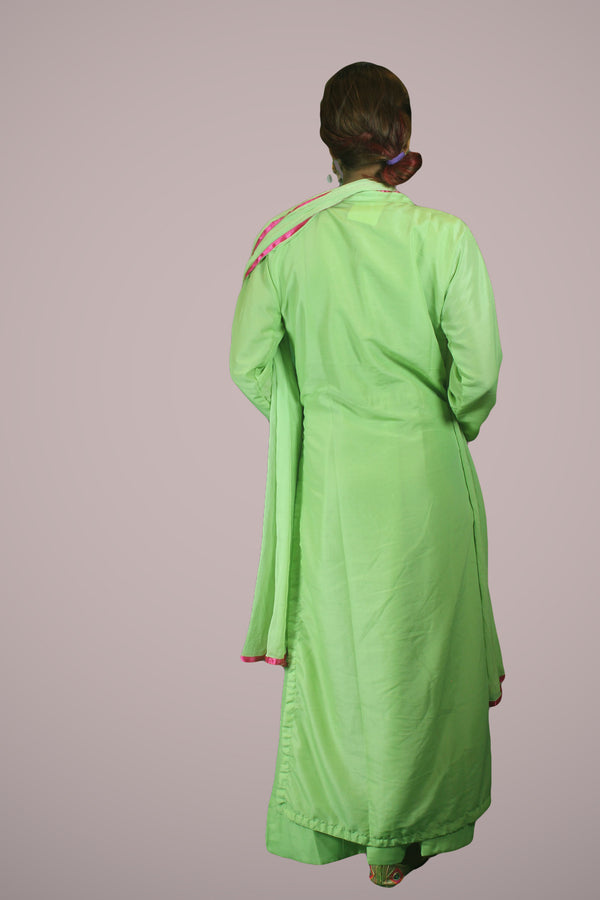 Pista Green Kurtha with inner gown