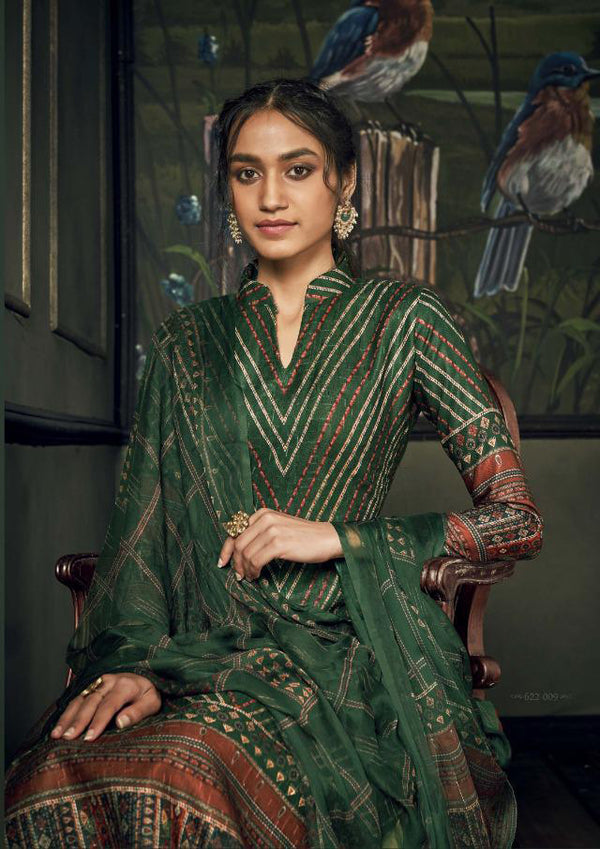 Green Pashmina Kurtha Piece for winter