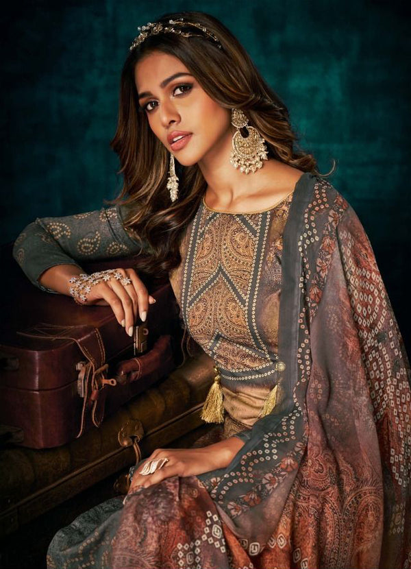 Silver Pashmina Kurtha Piece for winter